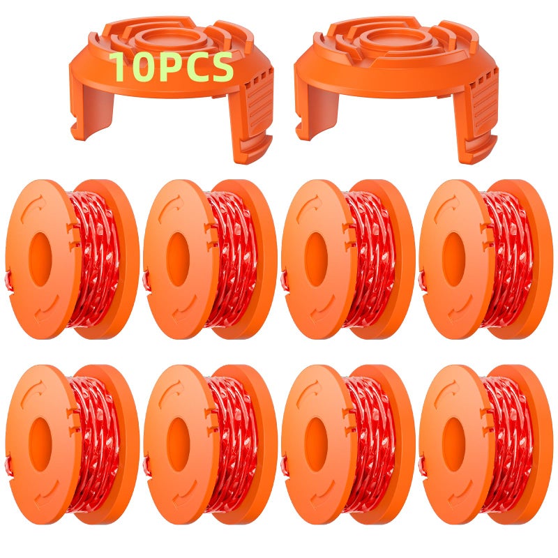 Eventronic 10 Pack WA0010 Trimmer Line Compatible with Worx Weed Eater, 0.065" Autofeed Replacement Trimmer Spool for Worx String Trimmer(8 Line Spools + 2 Caps) - Image 1